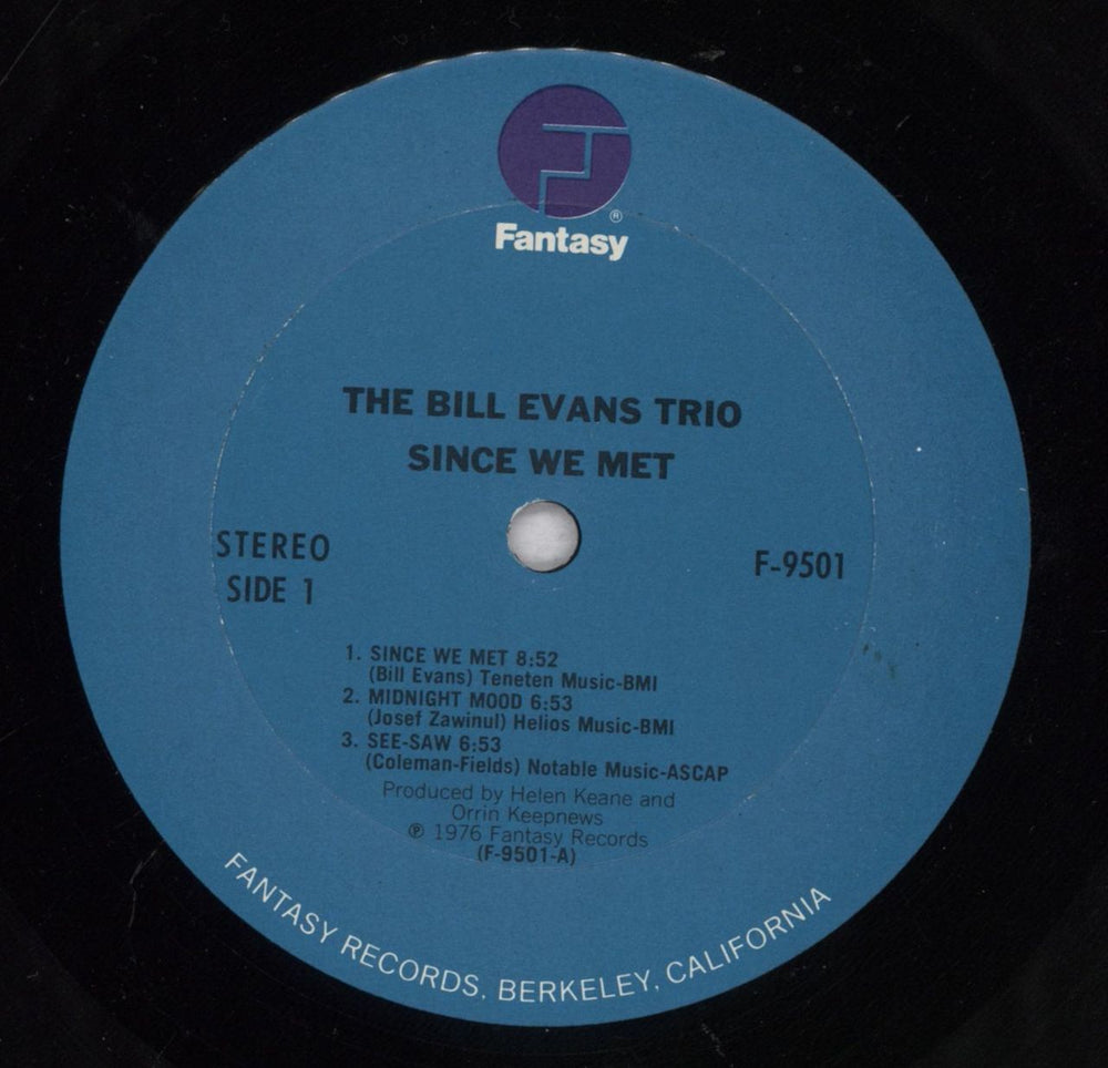 Bill Evans (Piano) Since We Met US vinyl LP album (LP record) BLVLPSI840856