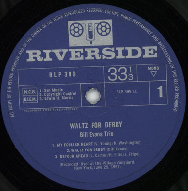 Bill Evans (Piano) Waltz For Debby - 1st - G UK vinyl LP album (LP record) BLVLPWA880885