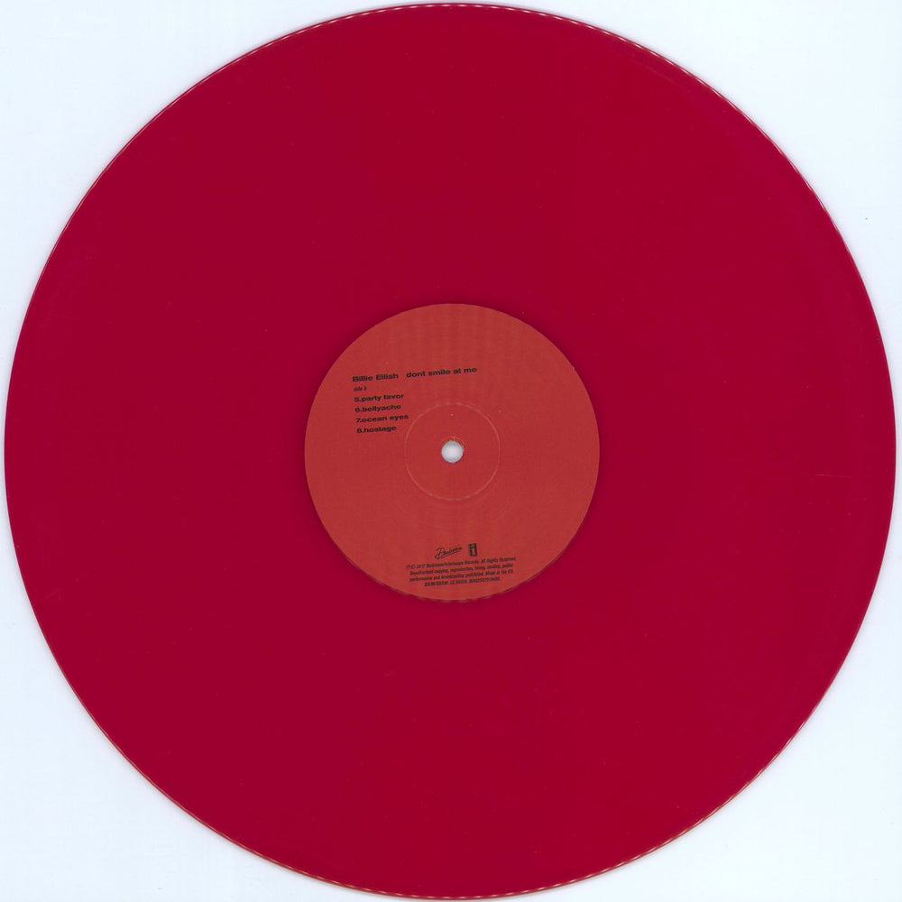 Billie Eilish Dont Smile At Me - Red Vinyl US 12" vinyl single (12 inch record / Maxi-single) 0NRLPDO776375