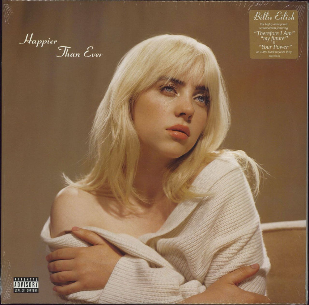 Billie Eilish Happier Than Ever - Sealed US 2-LP vinyl record set (Double LP Album) B0033778-01