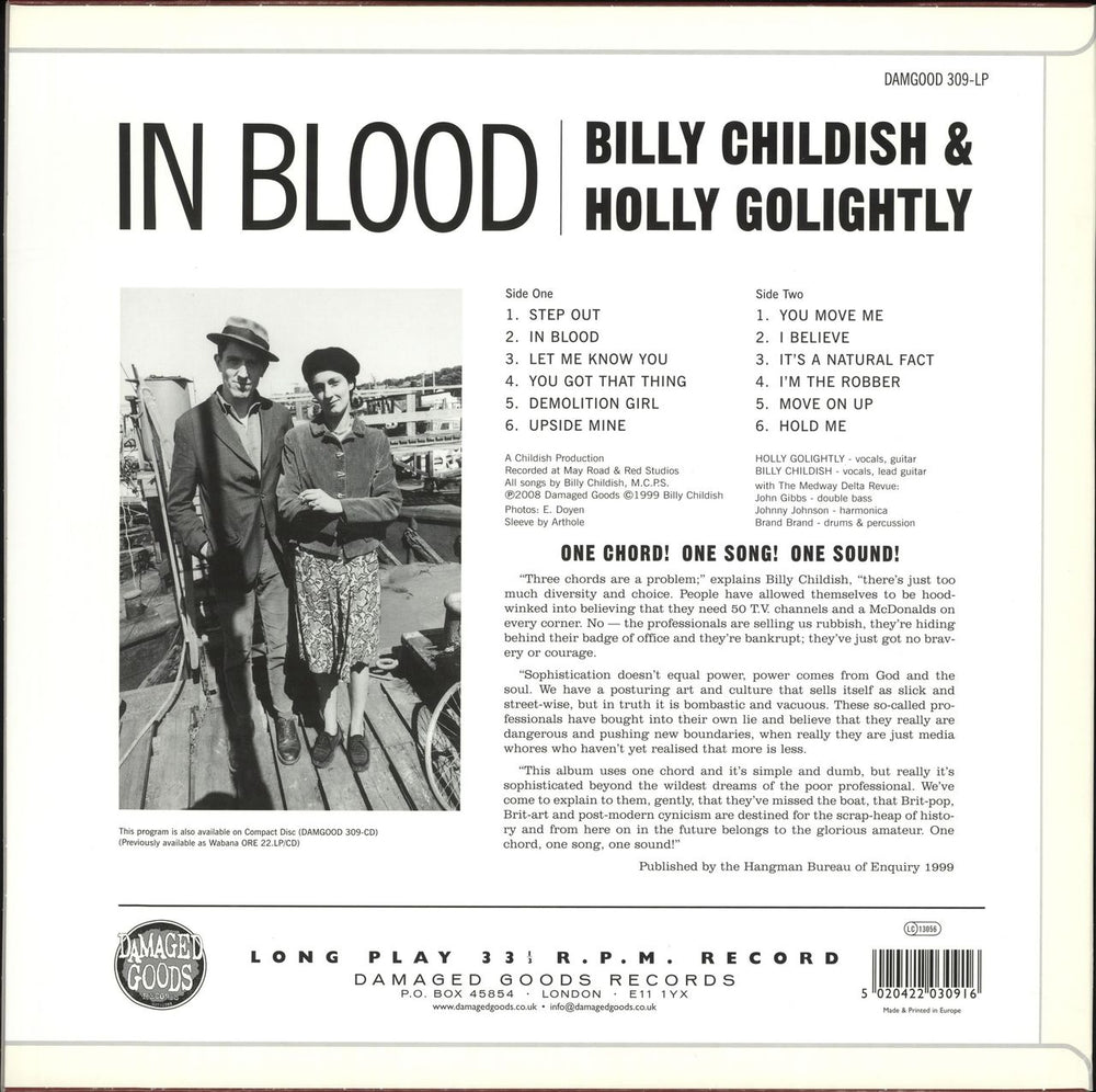 Billy Childish In Blood - Red & Black Splattered Vinyl UK vinyl LP album (LP record) 5020422030916