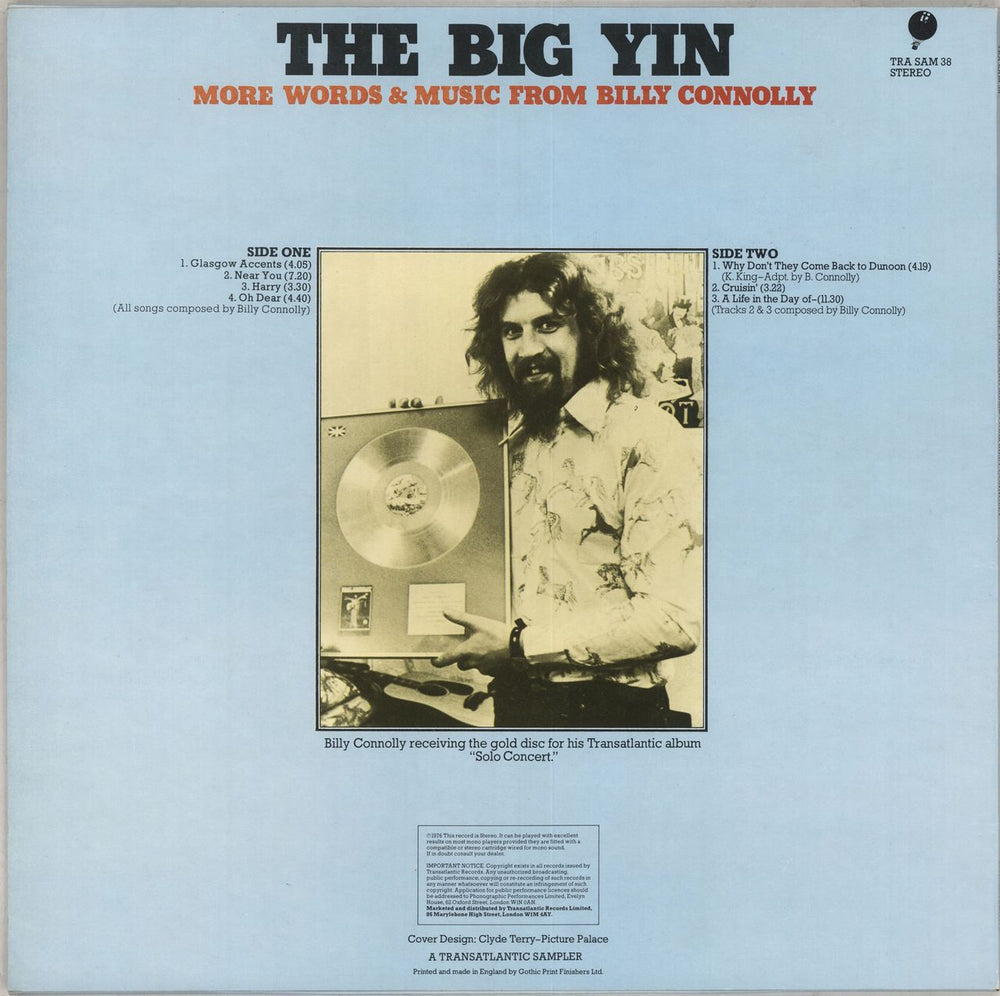 Billy Connolly The Big Yin UK vinyl LP album (LP record)