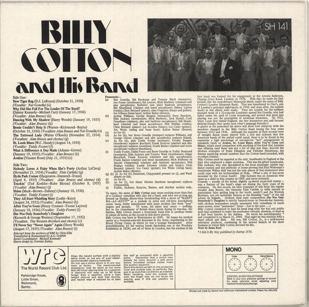 Billy Cotton From The Golden Age Of British Dance Bands UK vinyl LP album (LP record) B~CLPFR642392