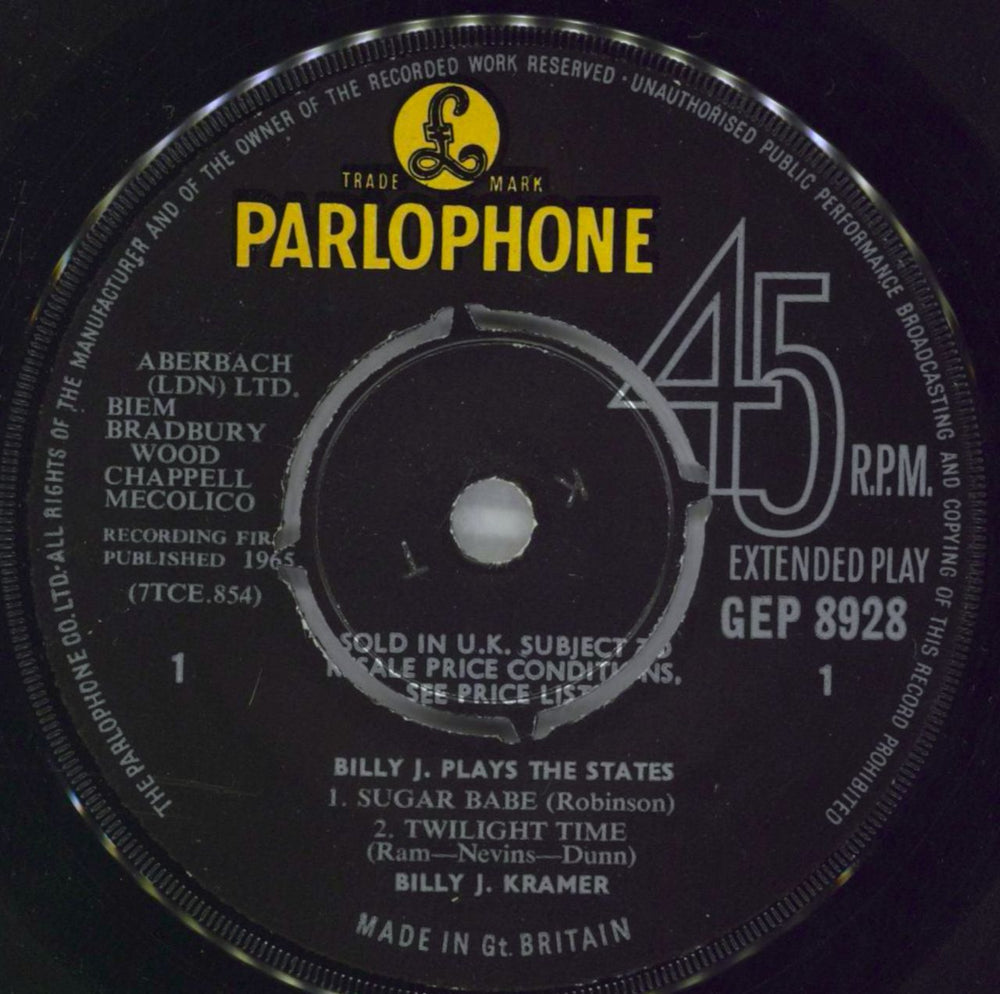 Billy J. Kramer & The Dakotas Billy J. Plays The States UK 7" vinyl single (7 inch record / 45) BKD07BI850068