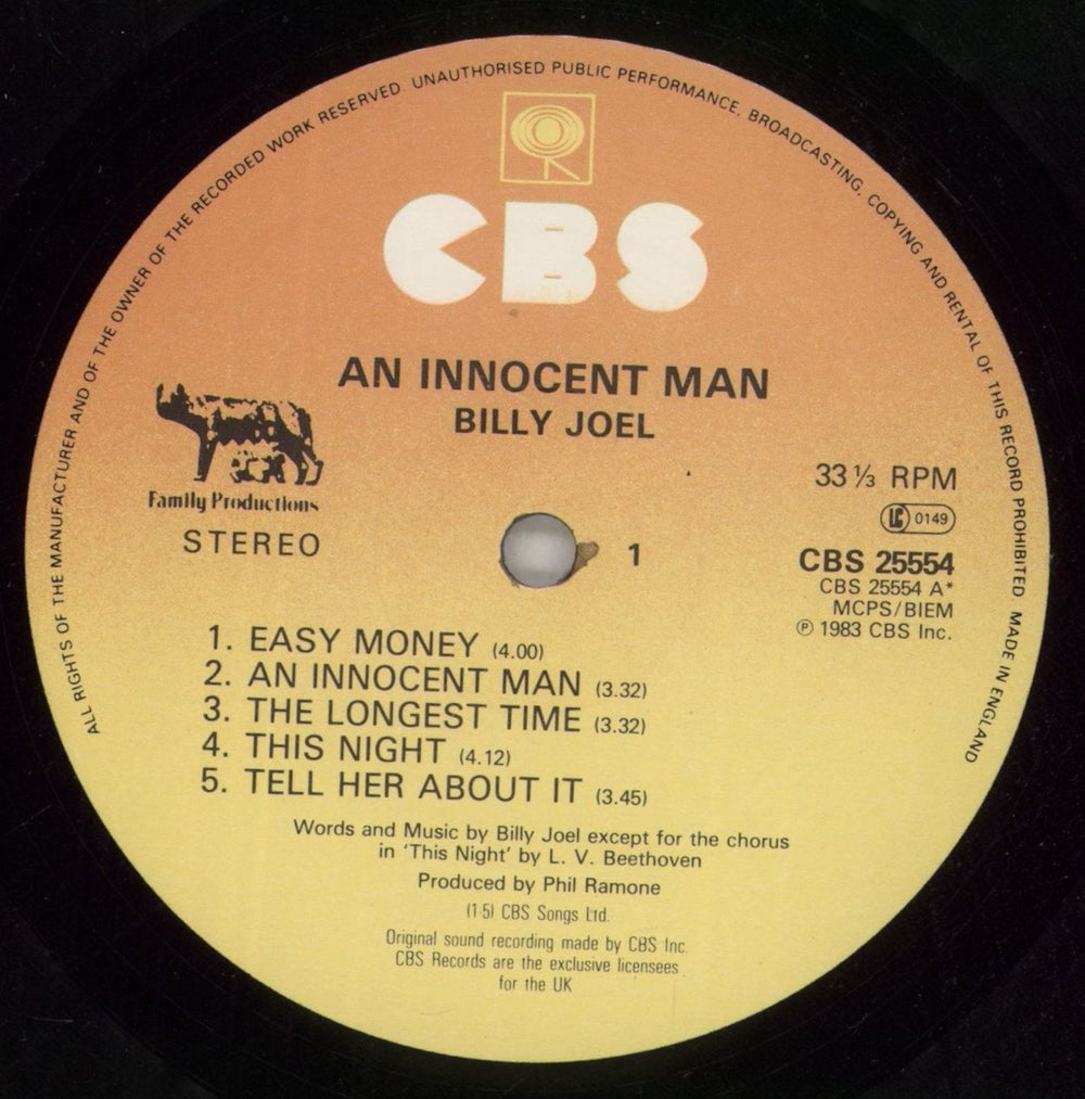 Billy Joel An Innocent Man - EX UK vinyl LP album (LP record) BLYLPAN855021