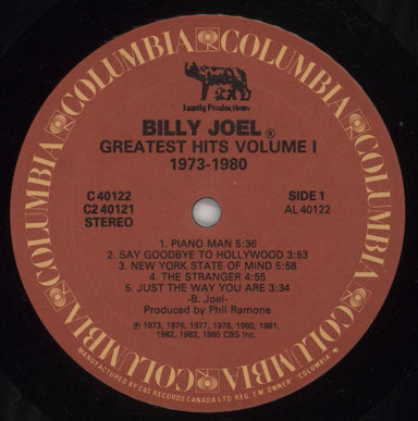 Billy Joel Greatest Hits - Volume I & Volume II Canadian 2-LP vinyl record set (Double LP Album) BLY2LGR879924