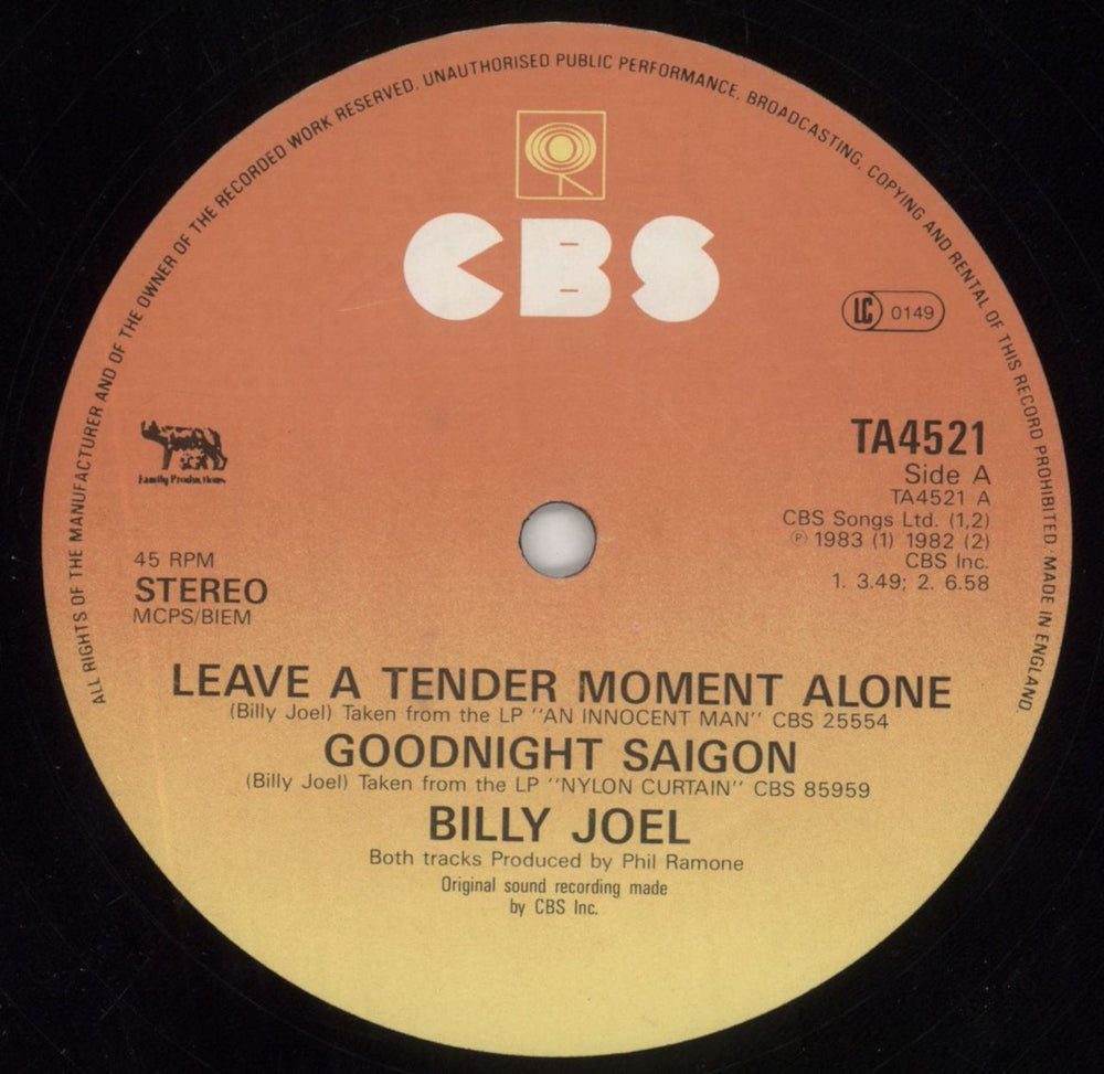 Billy Joel Leave A Tender Moment Alone UK 12" vinyl single (12 inch record / Maxi-single) BLY12LE35570