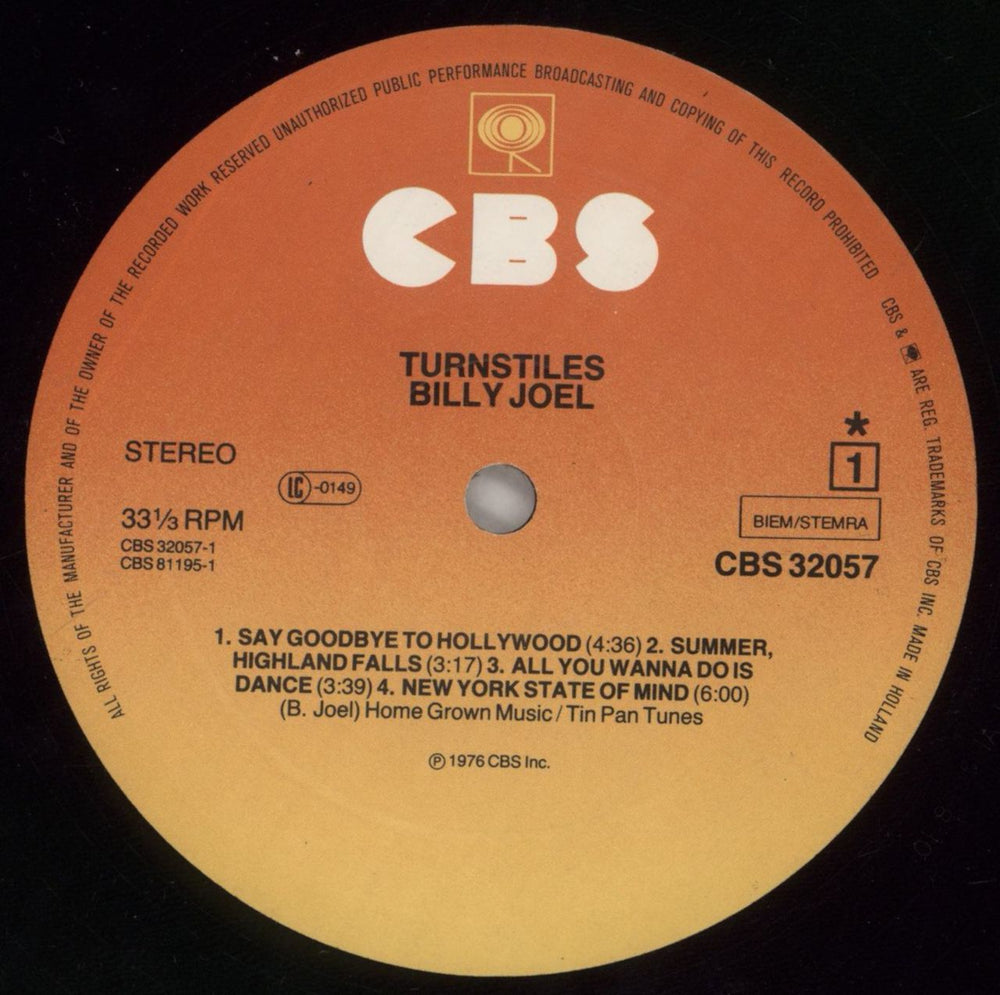 Billy Joel Turnstiles UK vinyl LP album (LP record) BLYLPTU572982