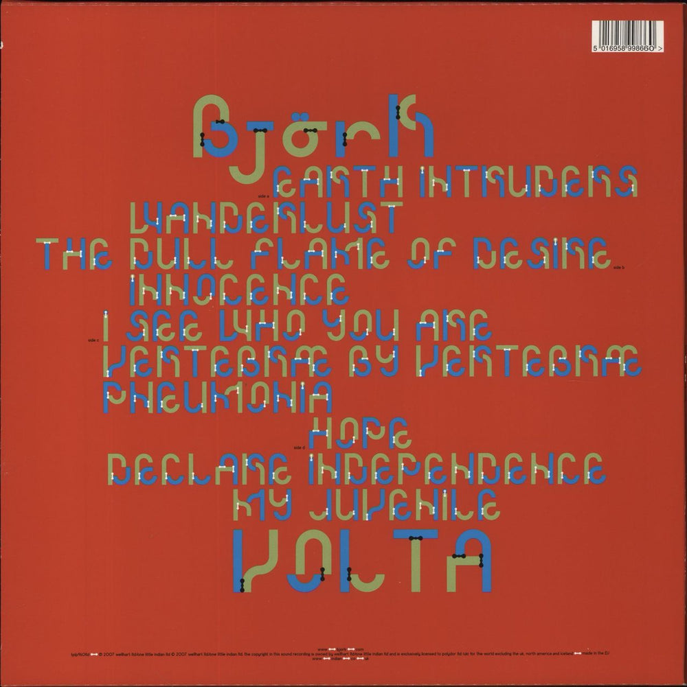 Björk Volta - Coloured Vinyl UK 2-LP vinyl record set (Double LP Album) 5016958998660