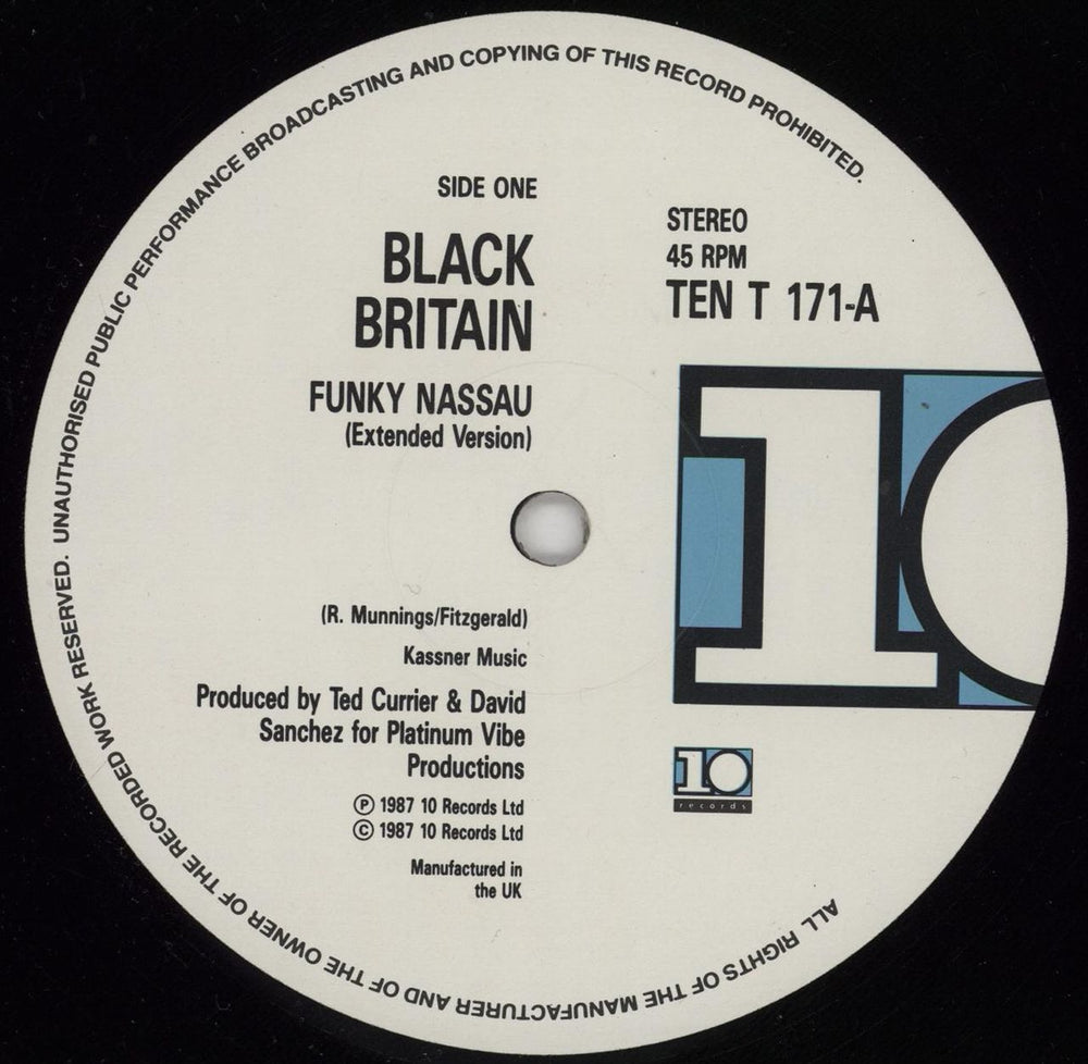 Black Britain Funky Nassau UK 12" vinyl single (12 inch record / Maxi-single) TENT171