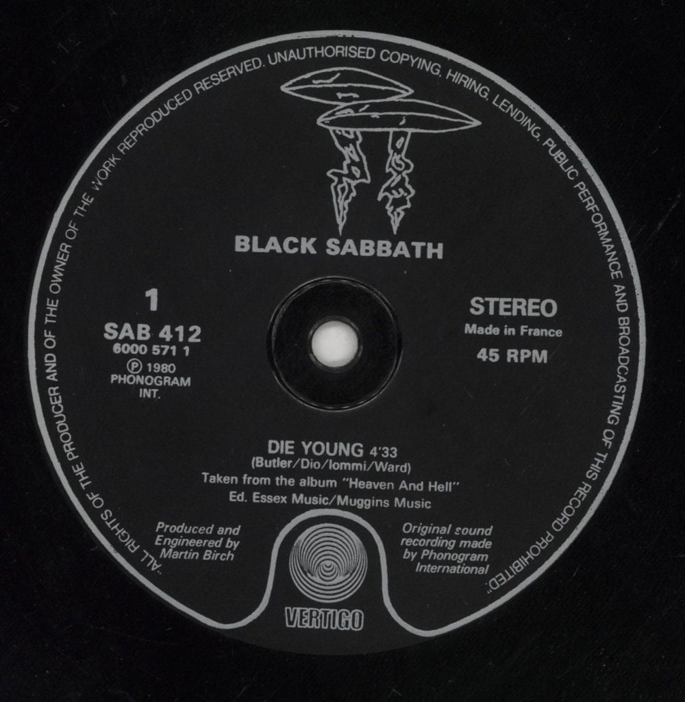 Black Sabbath Die Young UK 12" vinyl single (12 inch record / Maxi-single) BLK12DI70613