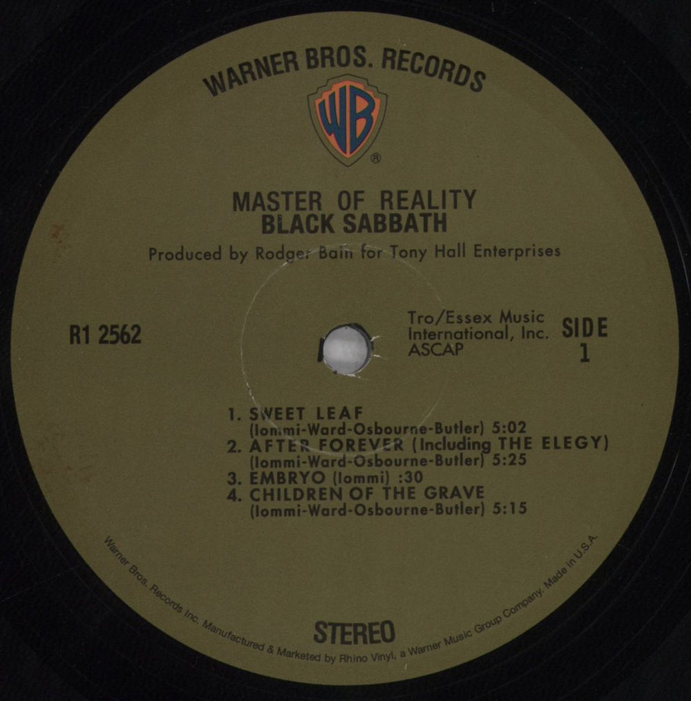 Black Sabbath Master Of Reality - 180 Gram Vinyl US vinyl LP album (LP record) BLKLPMA837759