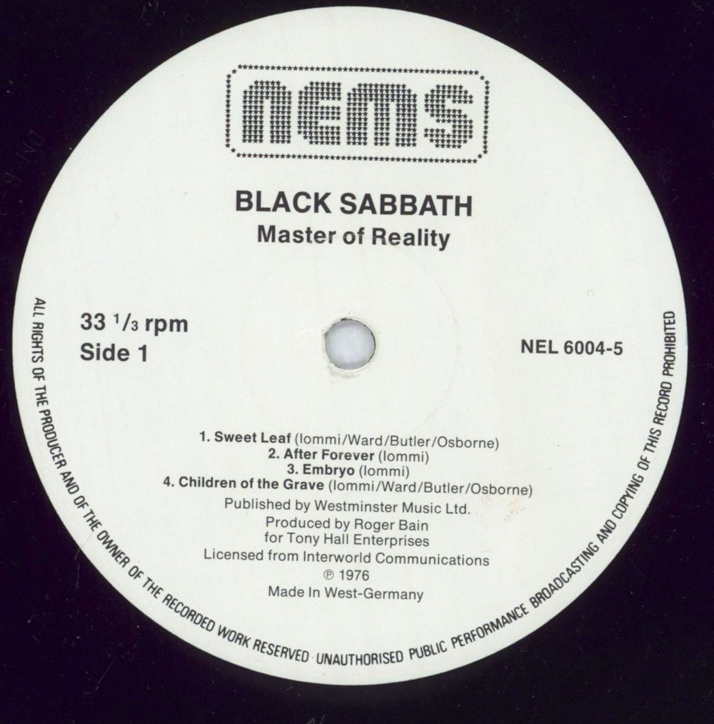 Black Sabbath Master Of Reality - EX German vinyl LP album (LP record) BLKLPMA827046