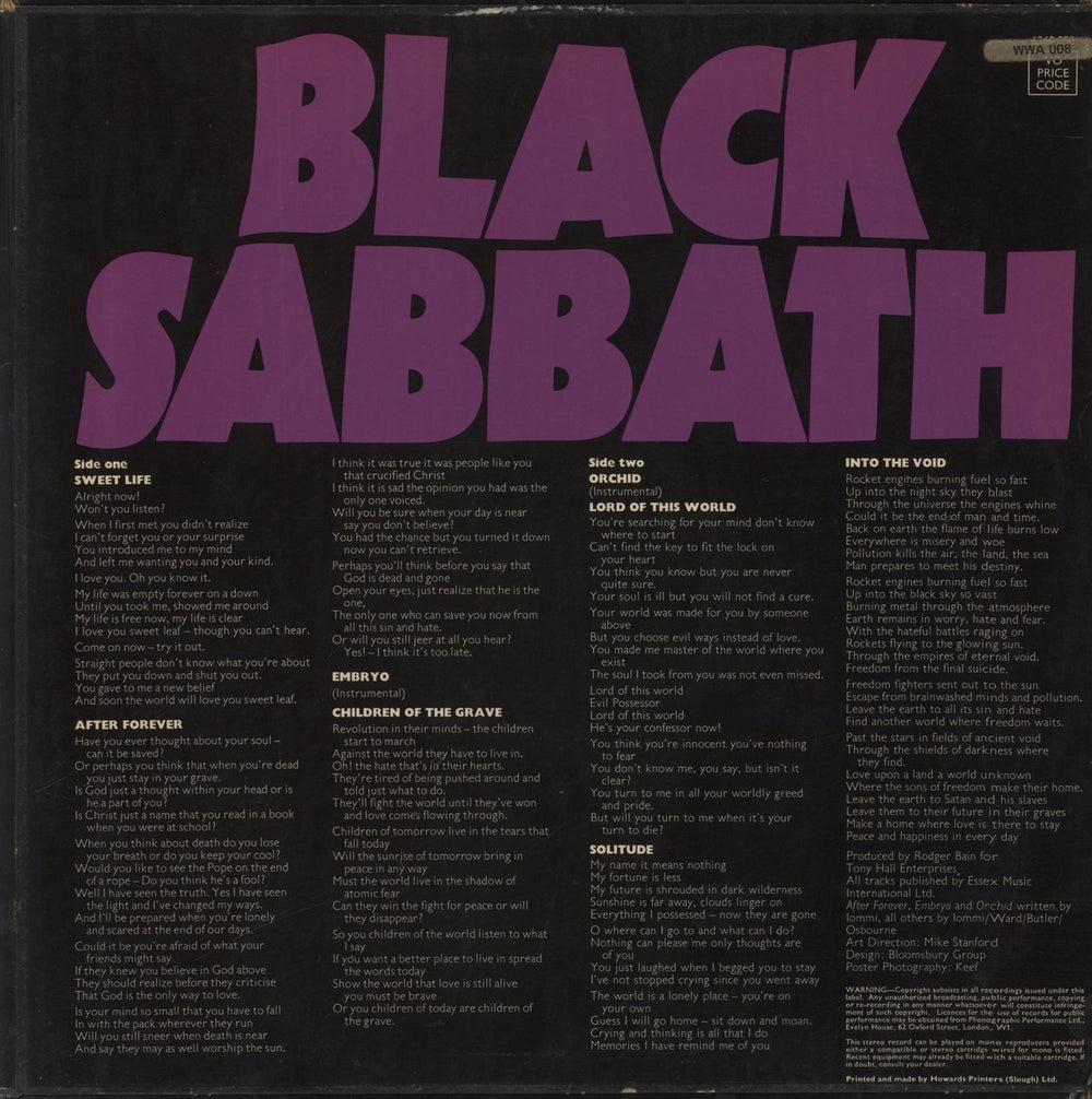 Black Sabbath Master Of Reality + Poster - Misprint - VG UK vinyl LP album (LP record)