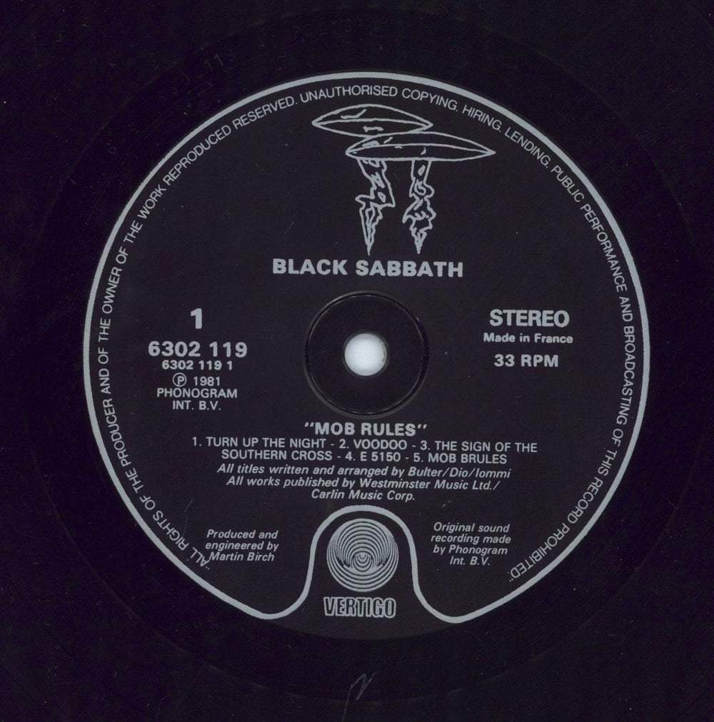 Black Sabbath Mob Rules - 1st - Misprinted Label - EX French vinyl LP album (LP record)