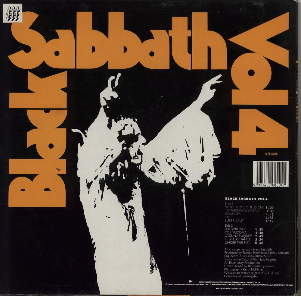 Black Sabbath Vol. 4 German vinyl LP album (LP record) 5013428080047