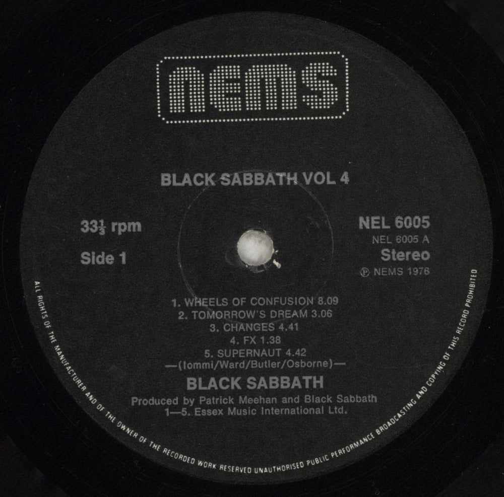 Black Sabbath Vol. 4 + Integral Booklet - VG UK vinyl LP album (LP record) BLKLPVO841929