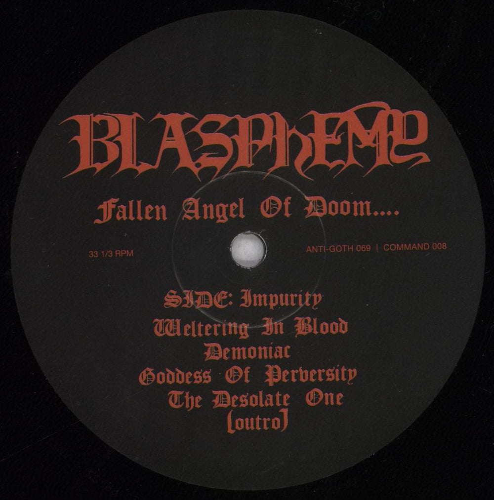 Blasphemy Fallen Angel Of Doom US vinyl LP album (LP record) 6MBLPFA837731