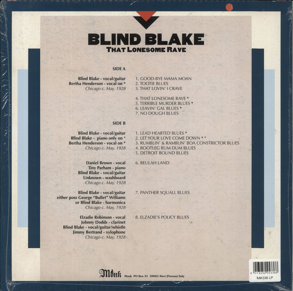 Blind Blake That Lonesome Rave Italian vinyl LP album (LP record) 8013252453366