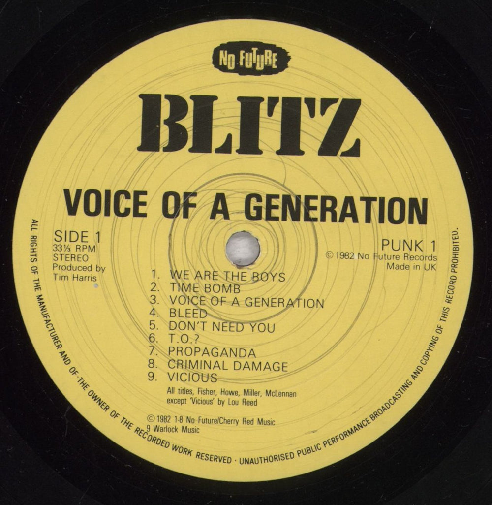 Blitz Voice Of A Generation UK vinyl LP album (LP record) BLILPVO782570