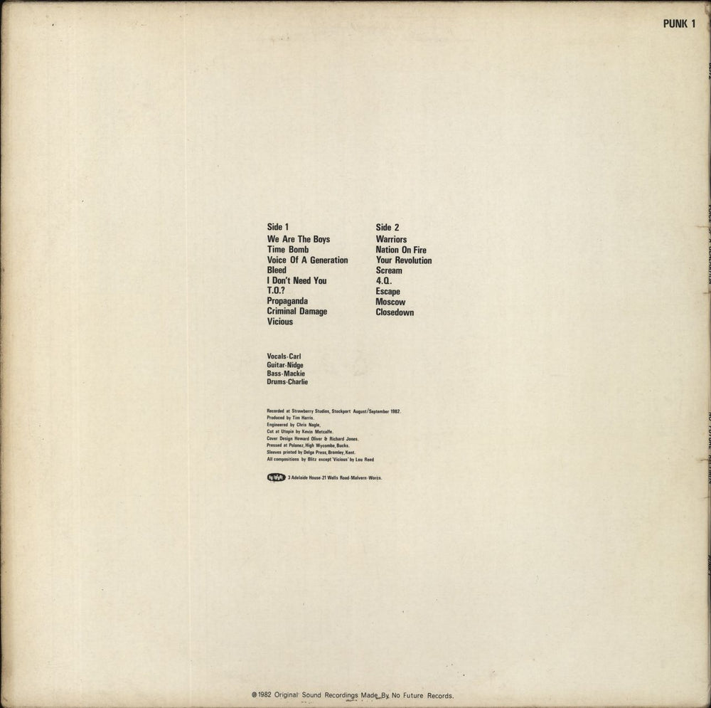 Blitz Voice Of A Generation - VG UK vinyl LP album (LP record)