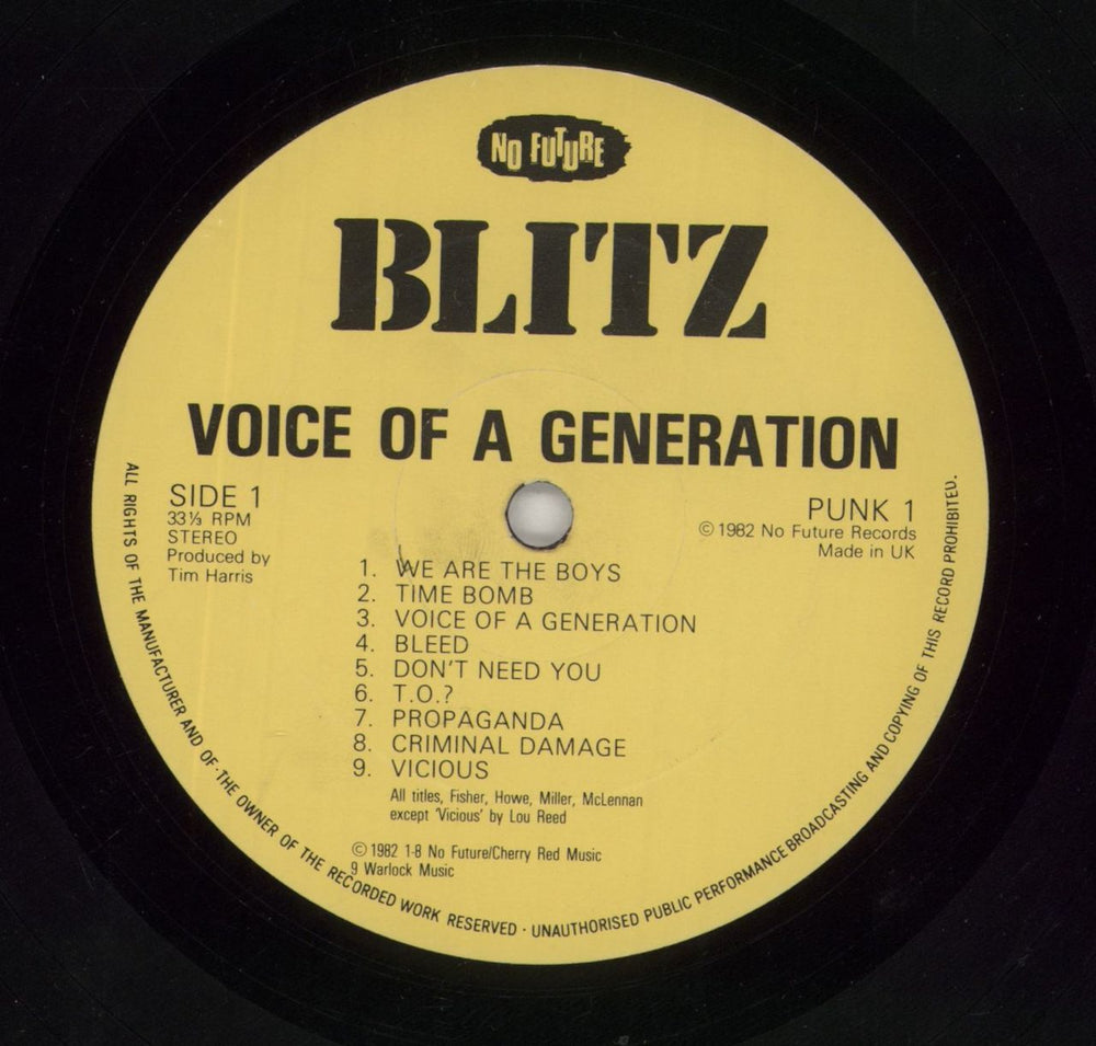 Blitz Voice Of A Generation - VG UK vinyl LP album (LP record) BLILPVO860524