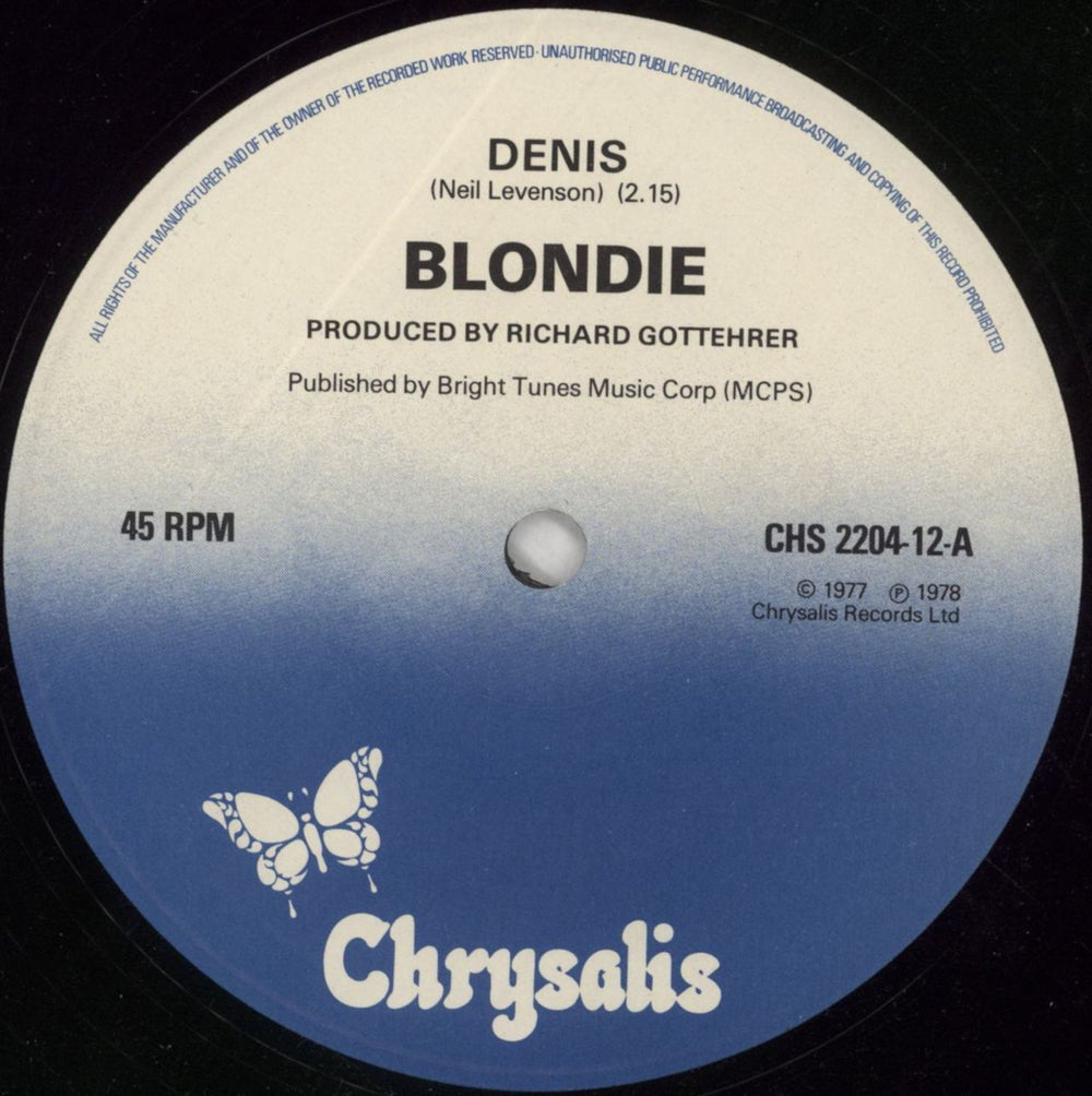 Blondie Denis - Red Sleeve - EX UK 12" vinyl single (12 inch record / Maxi-single) BLO12DE669476