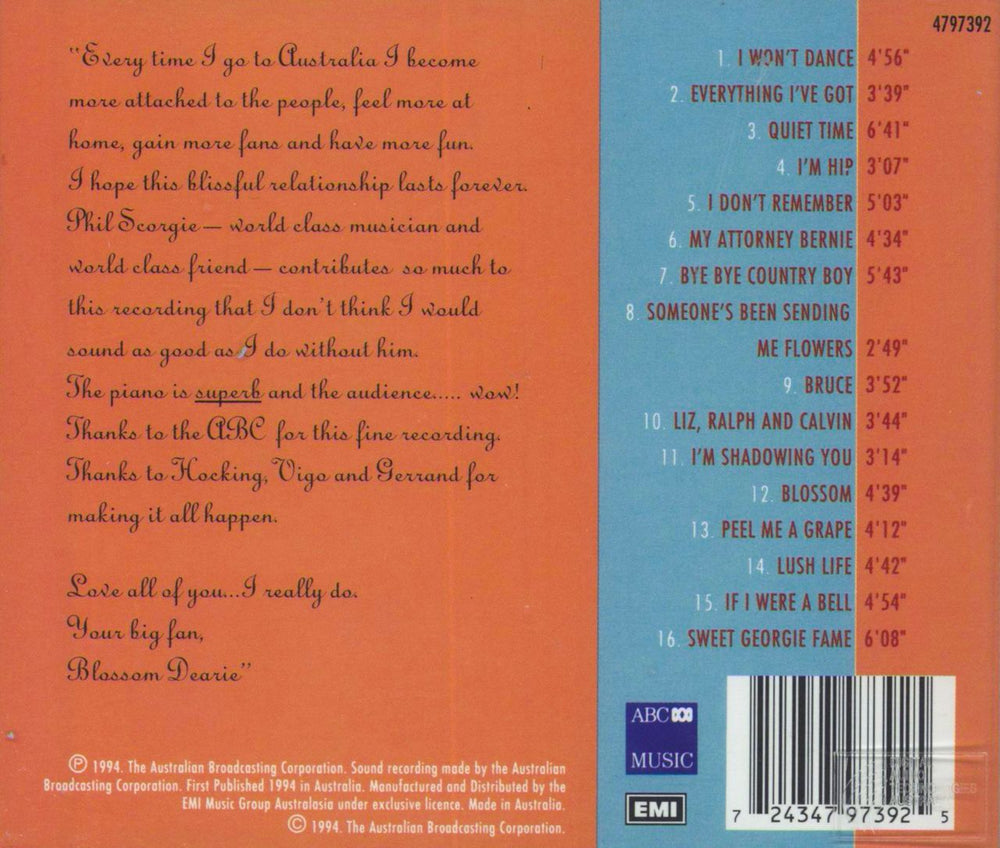 Blossom Dearie Me And Phil: Blossom Dearie Live In Australia Australian CD album (CDLP) 724347973925