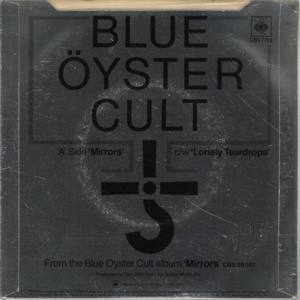 Blue Oyster Cult Mirrors - Clear Vinyl + Metallic Sleeve UK 7" vinyl single (7 inch record / 45) BOC07MI104802