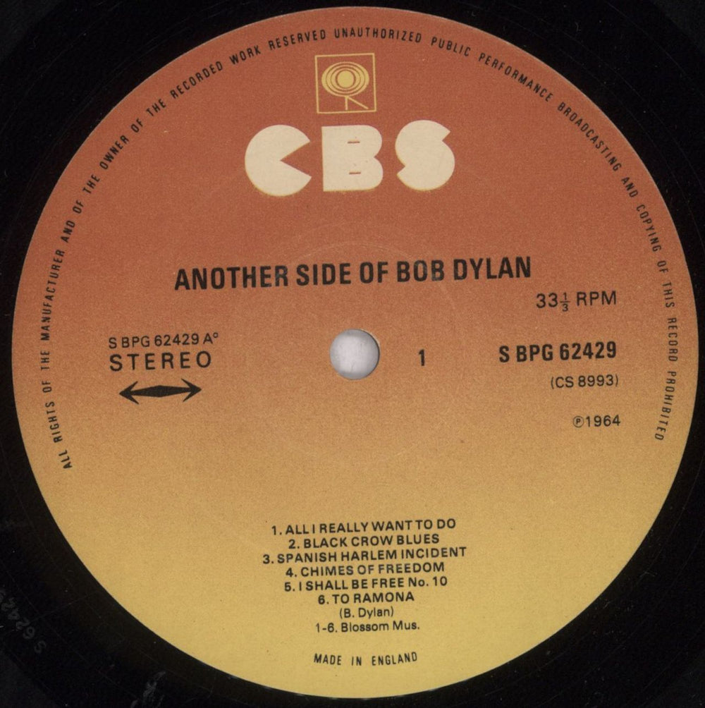 Bob Dylan Another Side Of Bob Dylan - Promo - Graduated Orange UK Promo vinyl LP album (LP record) DYLLPAN836855