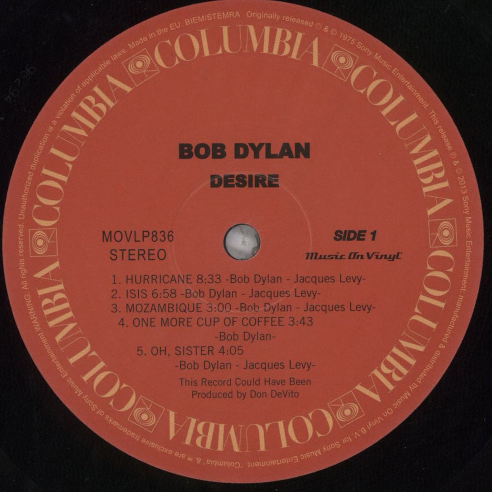 Bob Dylan Desire-180g UK vinyl LP album (LP record) DYLLPDE800645