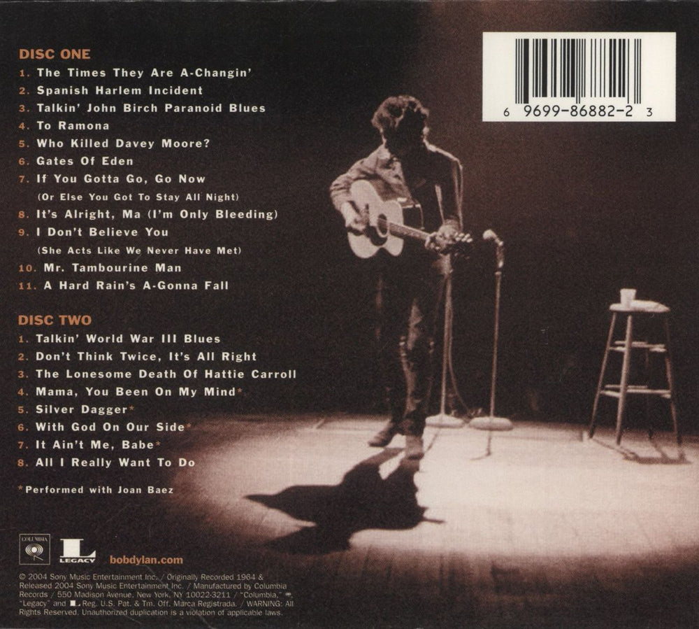 Bob Dylan Live 1964: Concert at Philharmonic Hall US 2 CD album set (Double CD) 696998688223