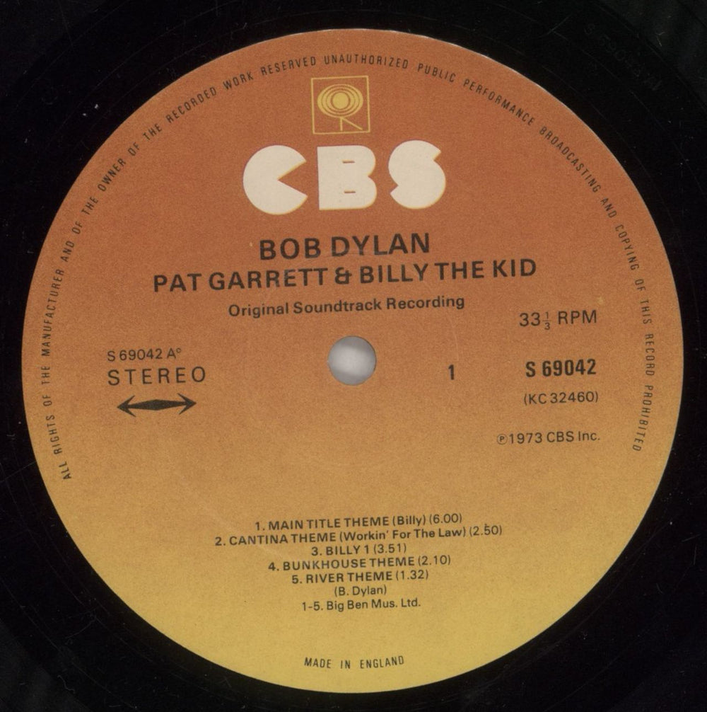 Bob Dylan Pat Garrett & Billy The Kid - 3rd UK vinyl LP album (LP record) DYLLPPA542139