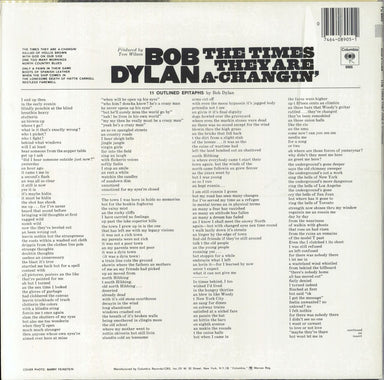 Bob Dylan The Times They Are A-Changin' - Sealed US vinyl LP album (LP record) 074640890512