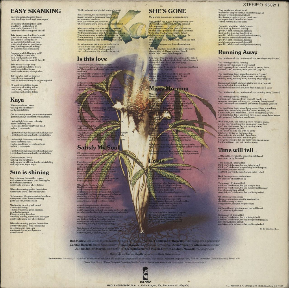 Bob Marley & The Wailers Kaya Spanish vinyl LP album (LP record)