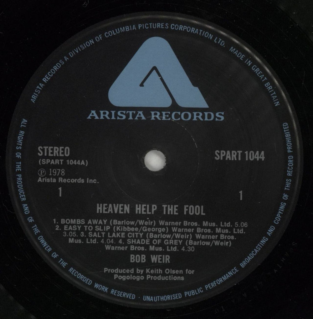 Bob Weir Heaven Help The Fool UK vinyl LP album (LP record) BWELPHE872174
