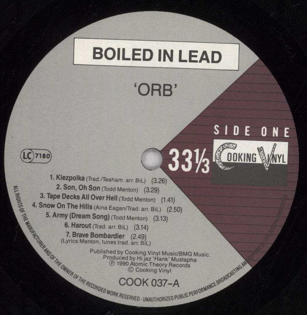 Boiled In Lead Orb UK vinyl LP album (LP record) H8KLPOR847109