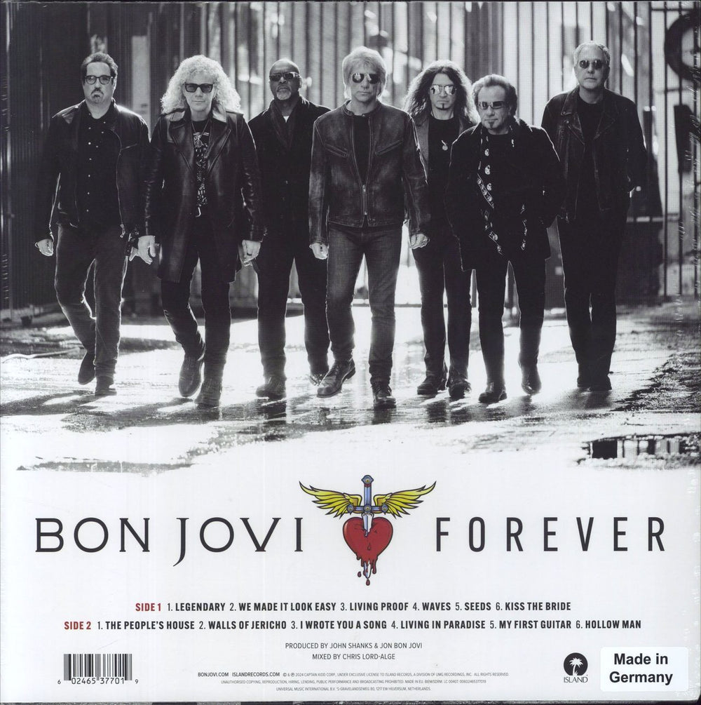 Bon Jovi Forever - Red & Clear Half / Half Vinyl - Sealed + Signed Art Print UK vinyl LP album (LP record) 602465377019