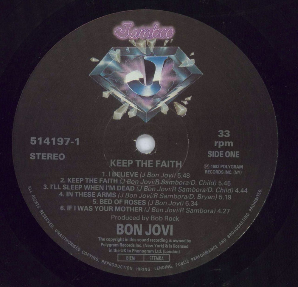 Bon Jovi Keep The Faith - Song Hype Stickered Sleeve UK vinyl LP album (LP record) BONLPKE818690