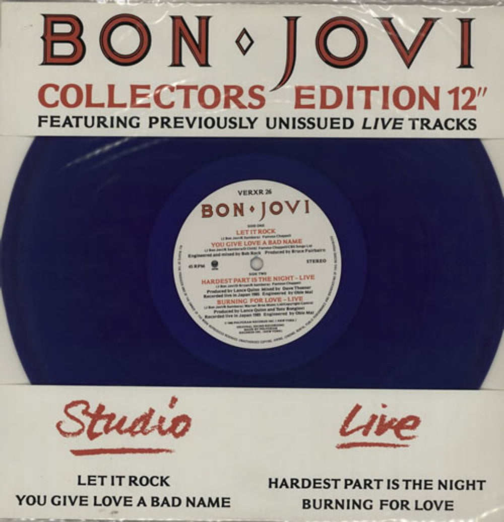 Bon Jovi Let It Rock - Blue vinyl UK 12" vinyl single (12 inch record / Maxi-single) VERXR26