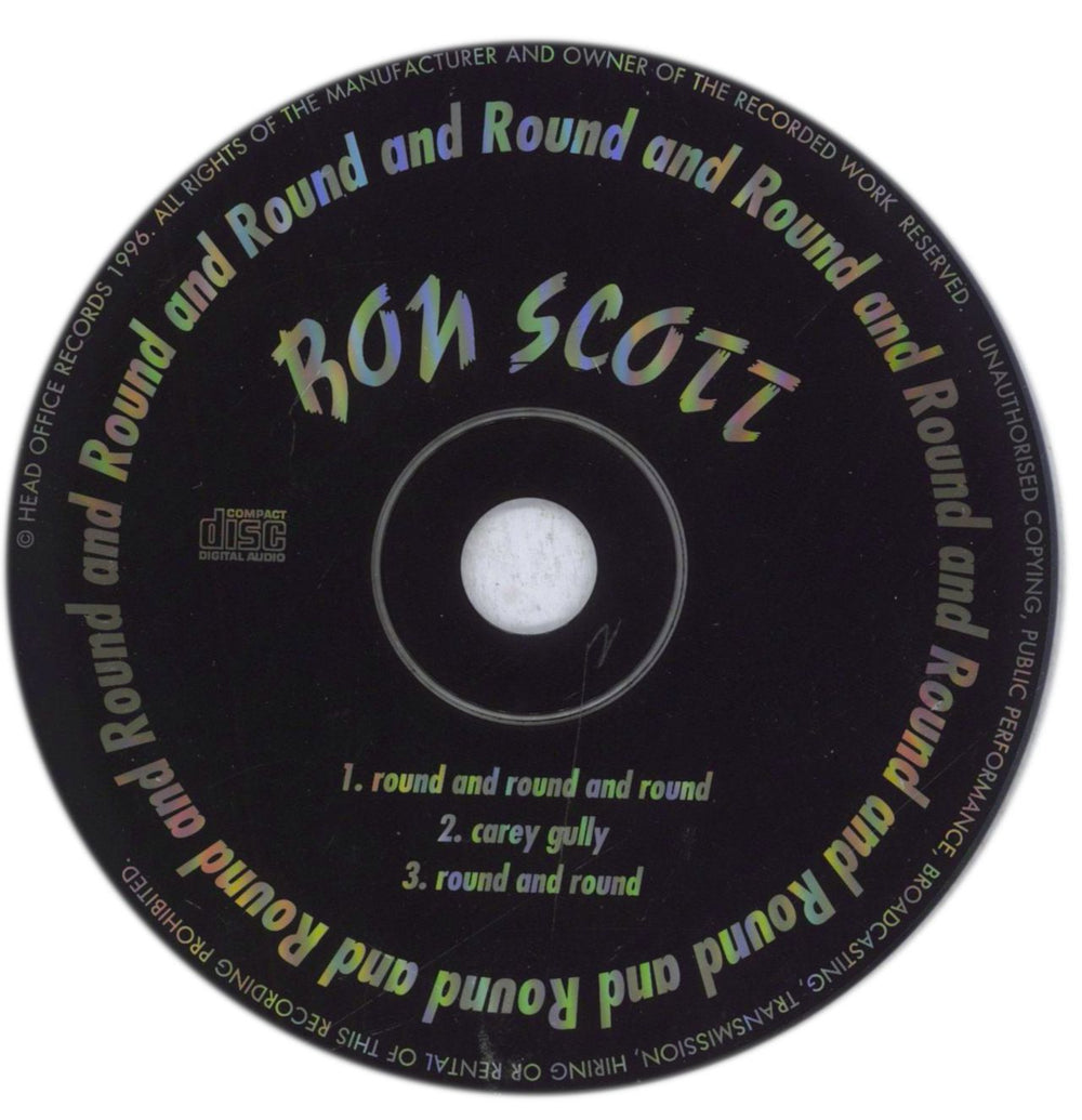 Bon Scott Round & Round & Round Australian CD single (CD5 / 5") BSCC5RO75934