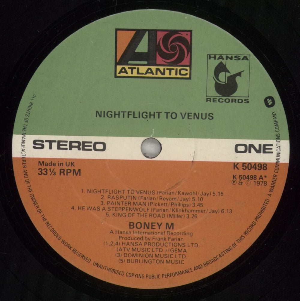Boney M Nightflight To Venus - EX UK vinyl LP album (LP record) BOMLPNI880214