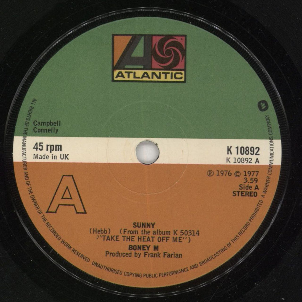 Boney M Sunny + Picture Sleeve UK 7" vinyl single (7 inch record / 45) BOM07SU860654
