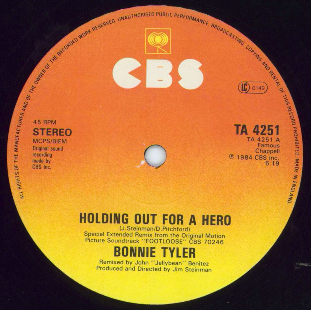 Bonnie Tyler Holding Out For A Hero - Extended Remix UK 12" vinyl single (12 inch record / Maxi-single) BTY12HO27214