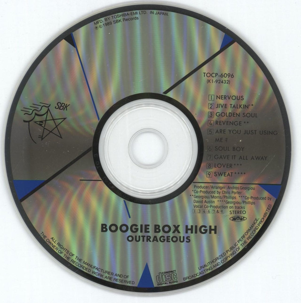 Boogie Box High Outrageous Japanese CD album (CDLP) BBXCDOU130678