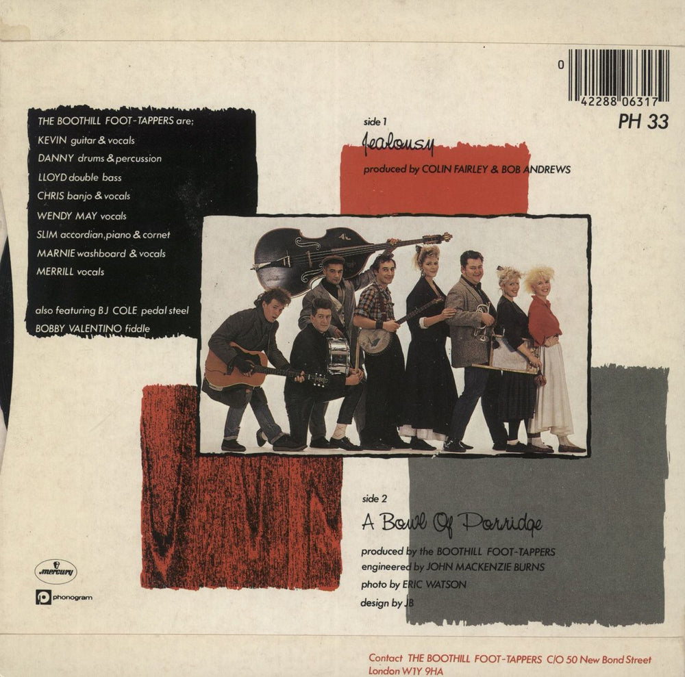 Boothill Foot Tappers Jealousy UK 7" vinyl single (7 inch record / 45)