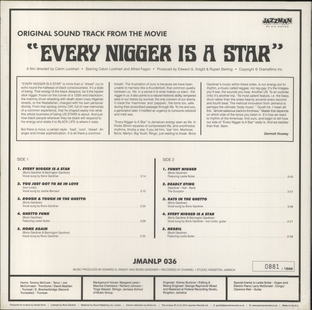 Boris Gardiner Every Nigger Is A Star (Original Motion Picture Soundtrack) - Sealed UK vinyl LP album (LP record)