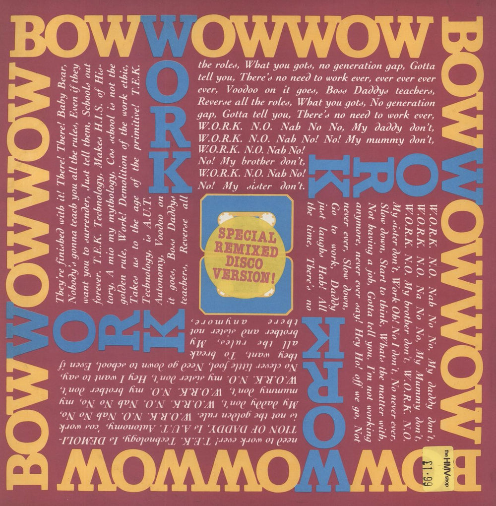 Bow Wow Wow W.O.R.K. UK 12" vinyl single (12 inch record / Maxi-single) 12EMI5153