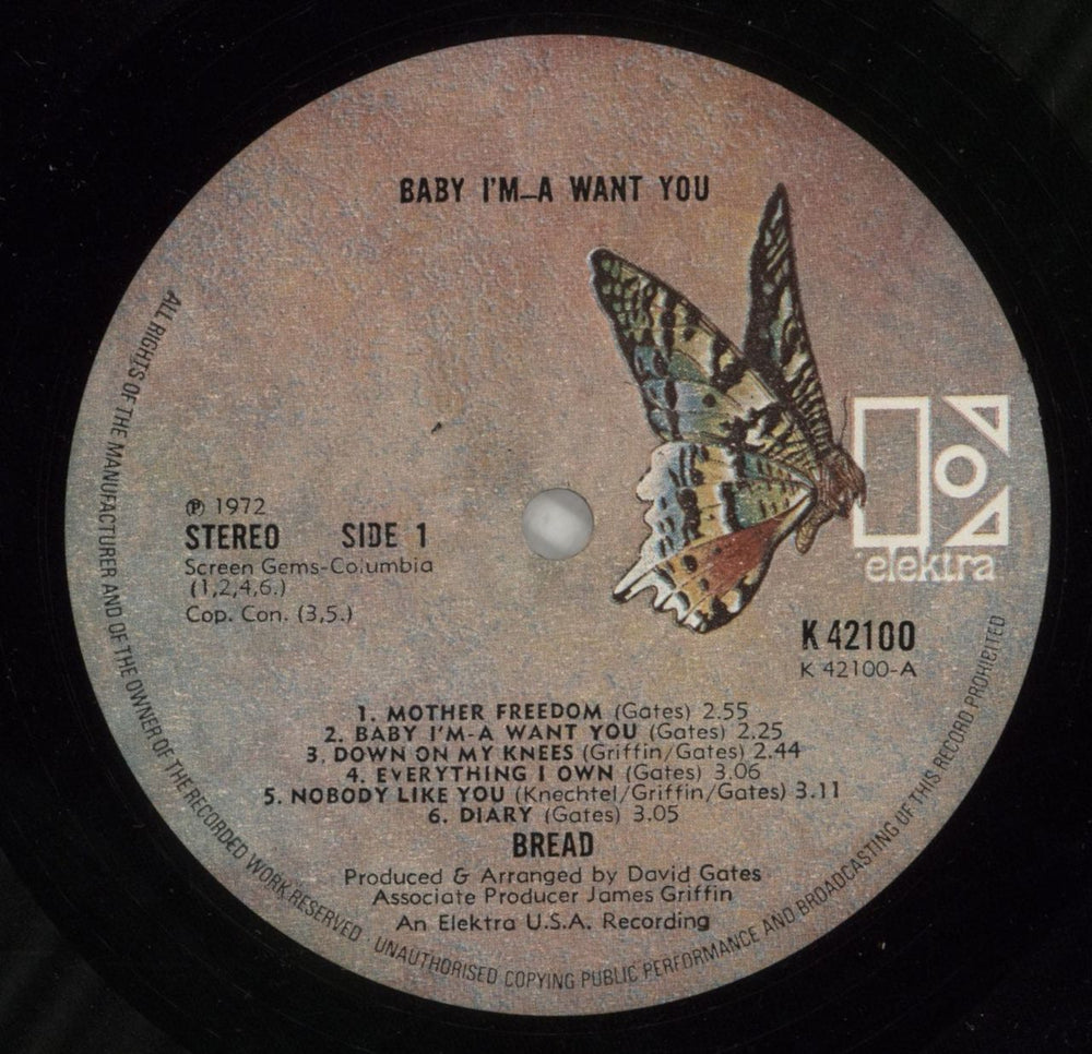 Bread Baby I'm-A Want You + lyric insert UK vinyl LP album (LP record) RDBLPBA771666