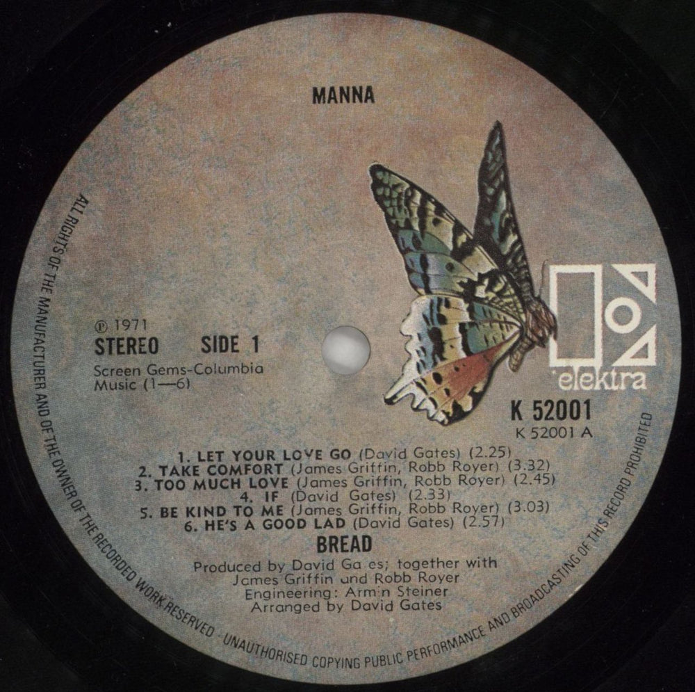 Bread Manna - Die-Cut Sleeve + Insert UK vinyl LP album (LP record) RDBLPMA861053